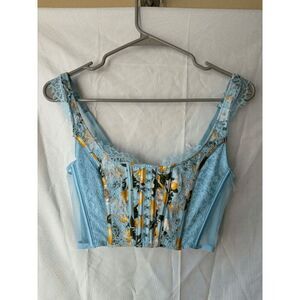 Victorias Secret Dream Angels Unlined Lace Corset Top Lemon Floral Print Size S